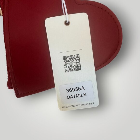 Urban Expressions Oatmilk Double Handle Handbag with Red Heart Zipper Pouch - Picture 8 of 12